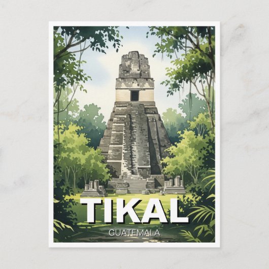 Carte Postale Aquarelle Tikal Guatemala (Devant)