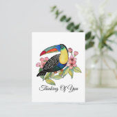 Carte Postale Aquarelle Toucan Bird Avec Fleurs (Debout devant)