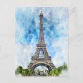 Carte Postale Aquarelle Tour Eiffel Paris #02 (Devant)