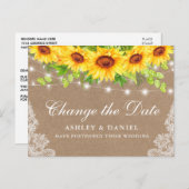 Carte Postale Aquarelle Tournesol Floral Kraft Modifier La Date (Devant / Derrière)