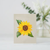 Carte Postale Aquarelle Tournesol Jaune Floral (Debout devant)