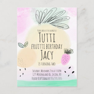Carte Postale Aquarelle Tous Fruits d'anniversaire Fête Dessinés