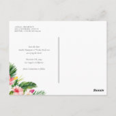 Carte Postale Aquarelle Tropical Botanical Frame Enregistrer la (Dos)