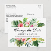 Carte Postale Aquarelle Tropical Floral Change La Date (Devant / Derrière)