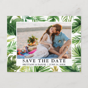 Carte Postale Aquarelle Tropical Green Photo Enregistrer La Date