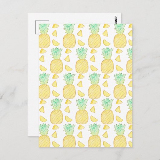 Carte Postale Aquarelle tropicale ananas (Devant / Derrière)
