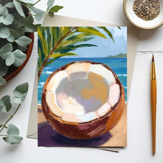 Carte Postale Aquarelle tropicale de Coconut Beach
