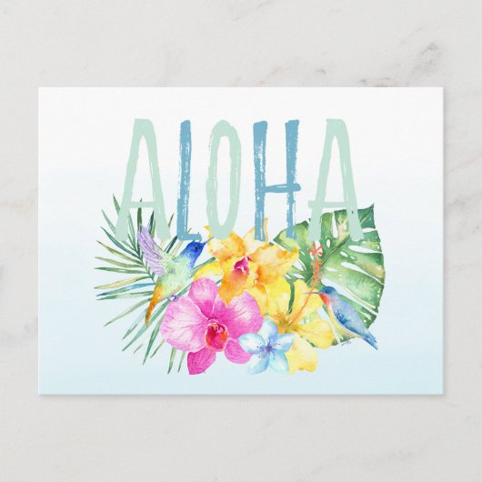 Carte Postale Aquarelle tropicale florale Aloha (Devant)