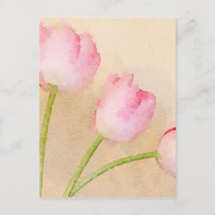 Carte Postale Aquarelle Tulip peinture à la fleur