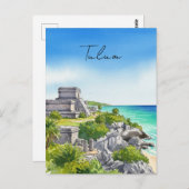 Carte Postale Aquarelle Tulum Mexico (Devant / Derrière)