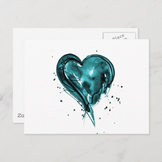 Carte Postale Aquarelle turquoise (Devant / Derrière)
