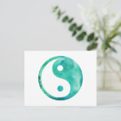 Carte Postale Aquarelle turquoise Aqua Yin Yang Équilibre du tao (Debout devant)