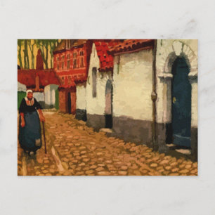 Carte Postale Aquarelle une ruelle tranquille à Bruges