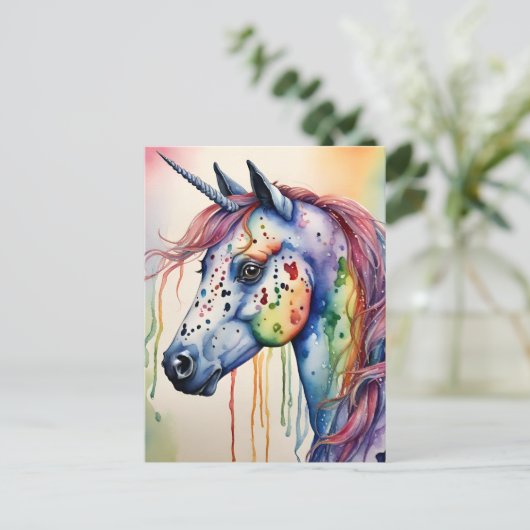 Carte Postale Aquarelle Unicorne Appaloosa (Debout devant)