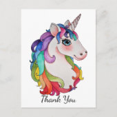 Carte Postale Aquarelle Unicorne avec cheveux arc-en-ciel (Devant)