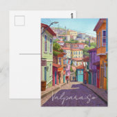 Carte Postale Aquarelle Valparaiso Chili (Devant / Derrière)