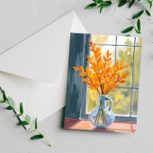 Carte Postale Aquarelle Vase Fleur Automne