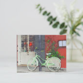 Carte Postale Aquarelle Vélo Vert Voyage Urbain (Debout devant)