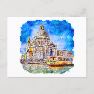 Carte Postale Aquarelle Venice Italie Croquis coloré