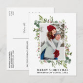 Carte Postale Aquarelle Verdure Baies Couple Noël (Devant / Derrière)