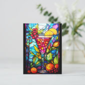 Carte Postale Aquarelle Verre Tiré Fruit Cocktail Boisson (Debout devant)