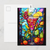 Carte Postale Aquarelle Verre Tiré Fruit Cocktail Boisson (Devant / Derrière)