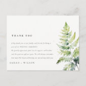 Carte Postale Aquarelle Vert Fern Merci Mariage (Devant)