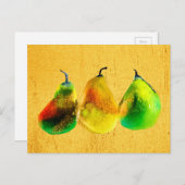 Carte postale aquarelle verte de poire (Devant / Derrière)