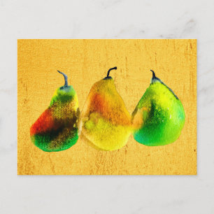 Carte postale aquarelle verte de poire