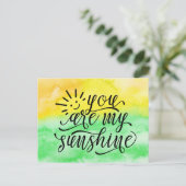Carte Postale Aquarelle verte Jaune Vous Êtes Mon Soleil (Debout devant)
