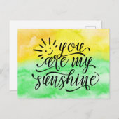 Carte Postale Aquarelle verte Jaune Vous Êtes Mon Soleil (Devant / Derrière)