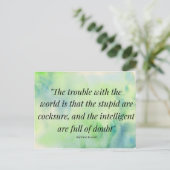 Carte Postale Aquarelle Vie Citation Intelligence de la Stupidit (Debout devant)