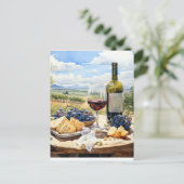 Carte Postale Aquarelle Vin et Vignoble Arrière - plan (Debout devant)