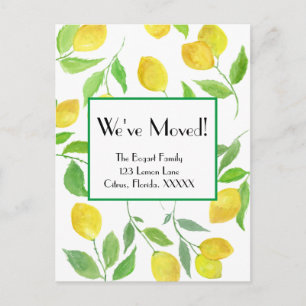 Carte Postale Aquarelle Vins de citron Nous avons déménagé