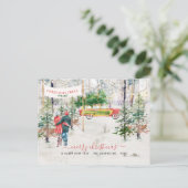 Carte Postale Aquarelle Vintage Arbre photo Noël (Debout devant)