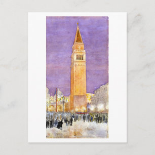 Carte Postale Aquarelle vintage de la place Saint-Marc à Venise
