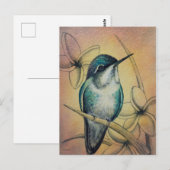Carte Postale Aquarelle Vintage Hummingbird numéro 3 (Devant / Derrière)