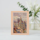 Carte Postale Aquarelle vintage Munich Marienplatz (Debout devant)