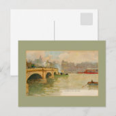Carte Postale Aquarelle vintage pont Broomielaw Glasgow (Devant / Derrière)