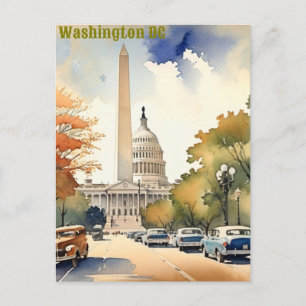Carte Postale Aquarelle Vintage simple Washington DC