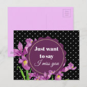 Carte Postale Aquarelle violet Iris Botanique Floral Art (Devant / Derrière)