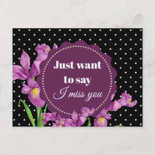 Carte Postale Aquarelle violet Iris Botanique Floral Art