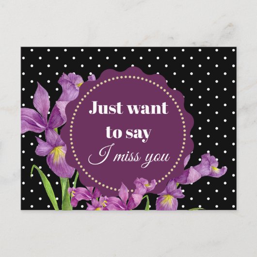 Carte Postale Aquarelle violet Iris Botanique Floral Art (Devant)