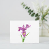Carte Postale Aquarelle violet Iris Botanique Floral Art (Debout devant)
