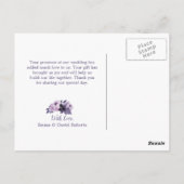 Carte Postale Aquarelle violet Mariage photo Merci (Dos)