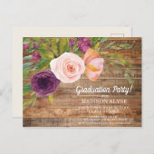 Carte Postale Aquarelle violet rustique Floral Ivory Graduation (Devant / Derrière)