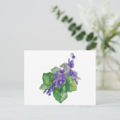 Carte Postale Aquarelle Violet Violet Fleur Floral Art (Debout devant)