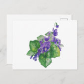 Carte Postale Aquarelle Violet Violet Fleur Floral Art (Devant / Derrière)