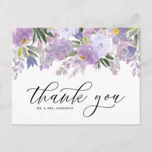 Carte Postale Aquarelle violette Dusty Fleurs Merci de Garland