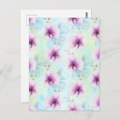 Carte Postale Aquarelle violette Fleurs tropicales (Devant / Derrière)